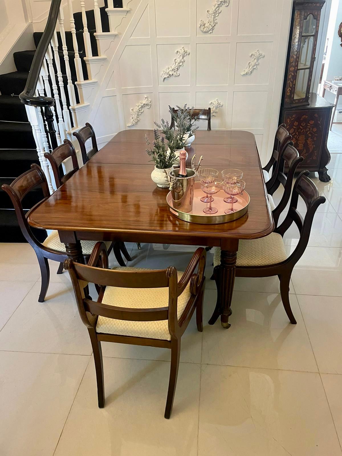 Other Antique Regency 8 Seater Quality Figured Mahogany Extending Dining Table  For Sale