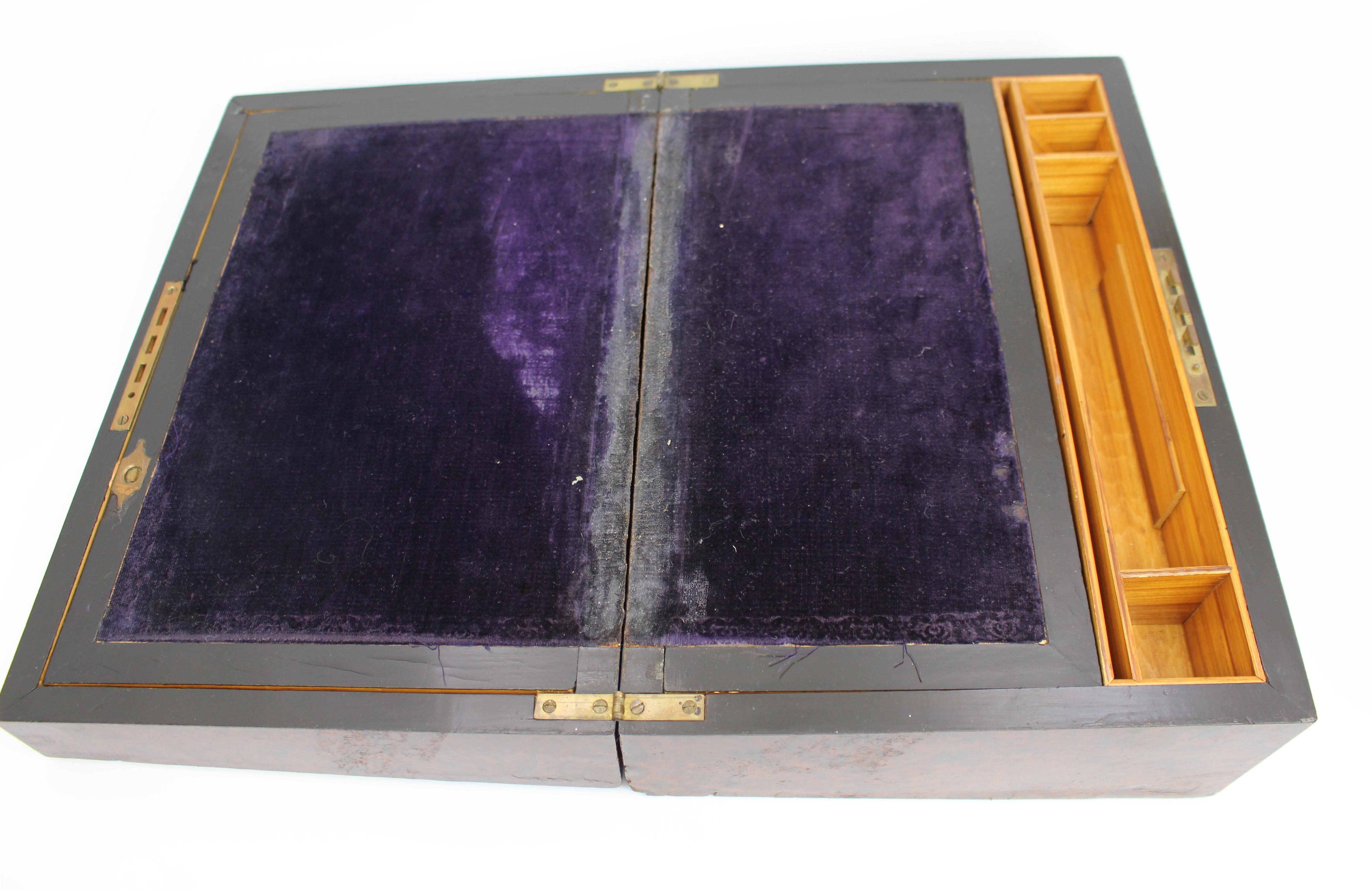 Antique Regency Amboyna & Mother-of-Pearl Inlaid Writing Slope, c.1830 For Sale 9