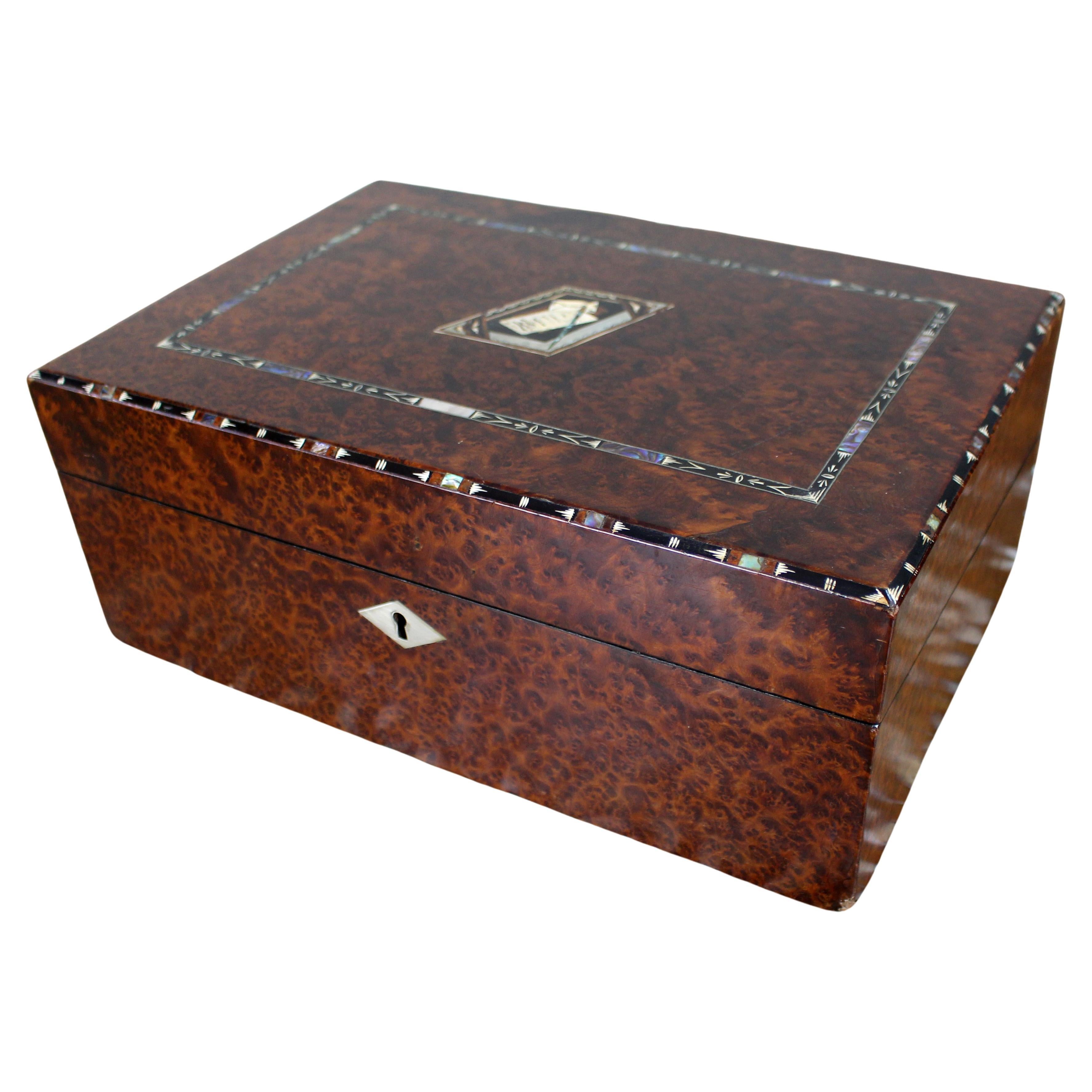 Antique Regency Amboyna & Mother-of-Pearl Inlaid Writing Slope, c.1830