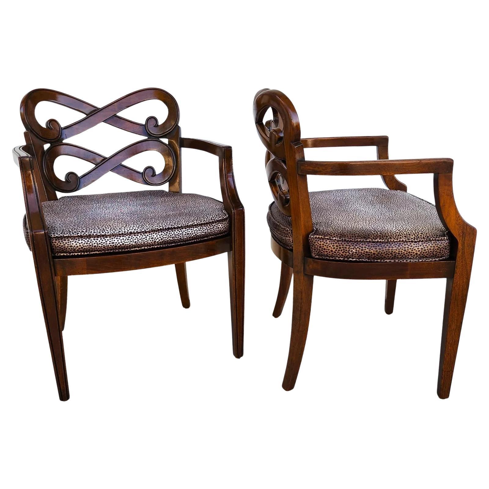 Antique Regency Armchairs Pretzel Back Pair