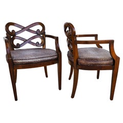 Antique Regency Armchairs Pretzel Back Pair