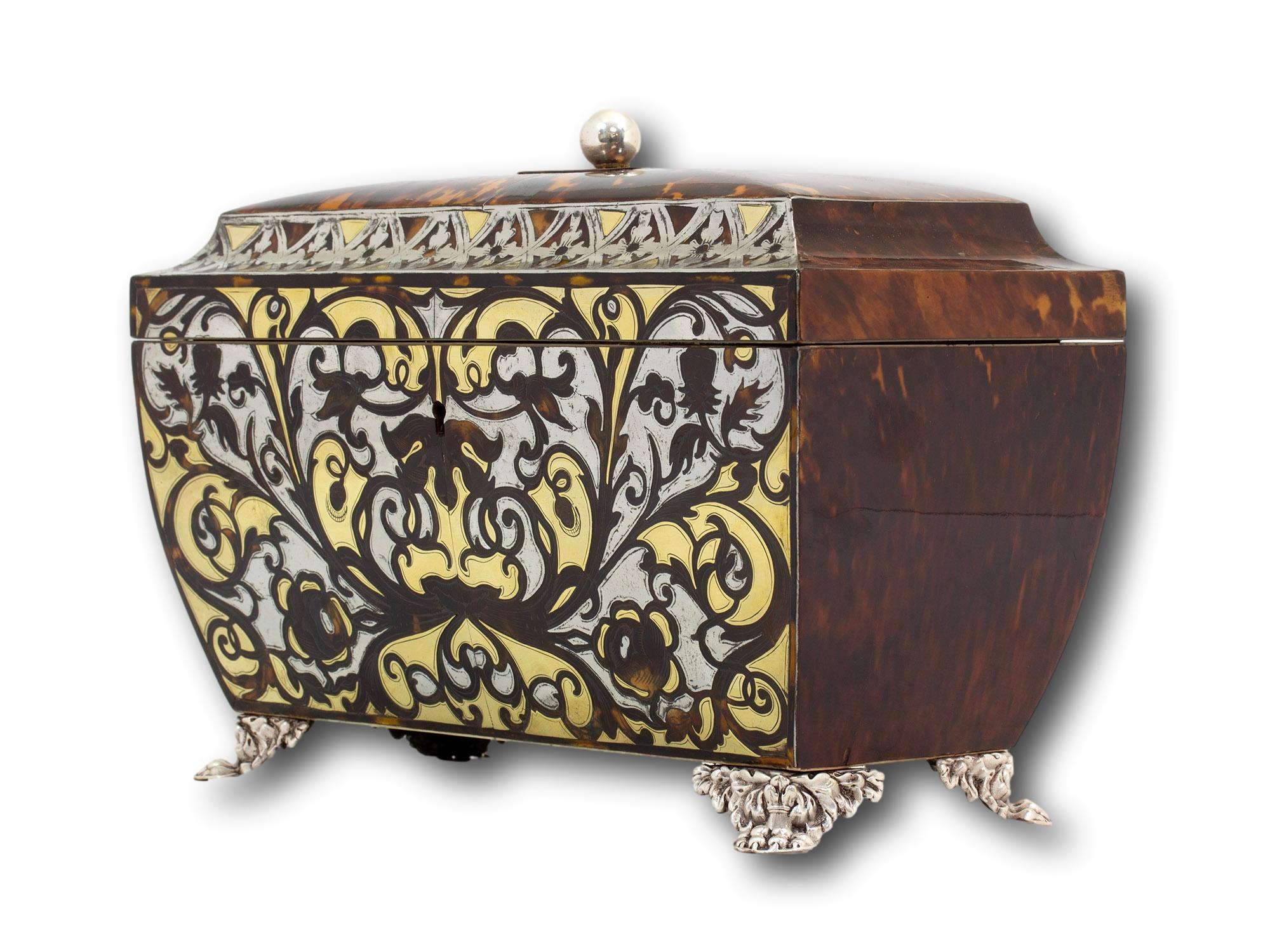 Antiguo Cofre de Té de carey Boulle de la Regencia en Bueno estado para la venta en Northampton, GB