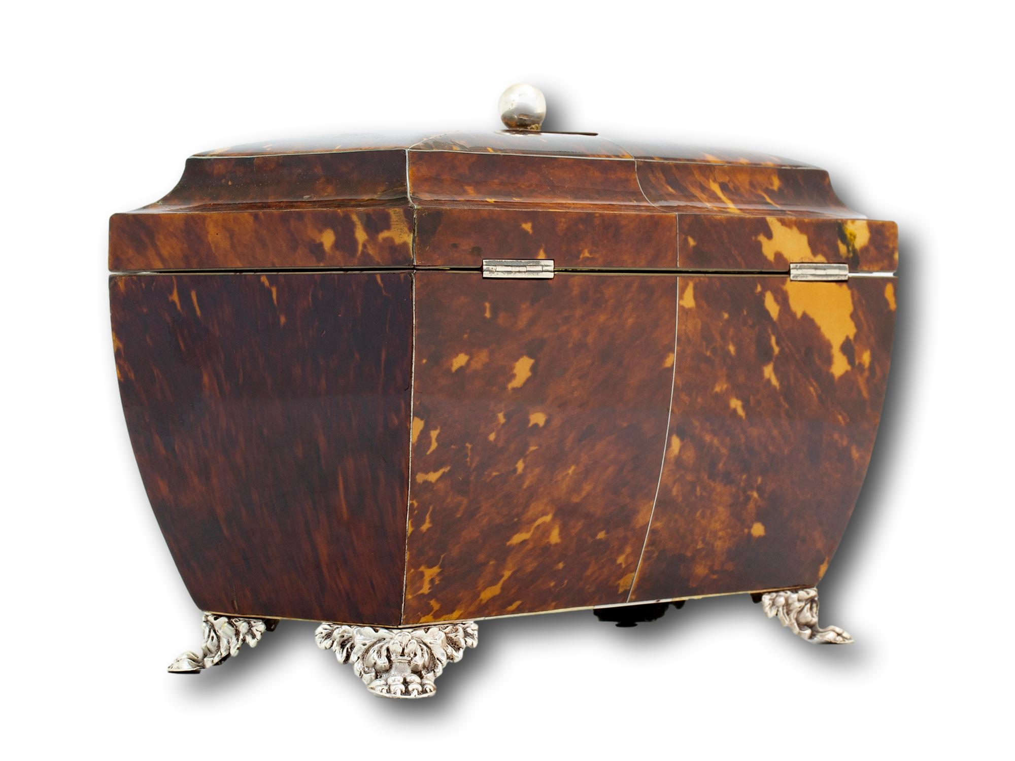 Antiguo Cofre de Té de carey Boulle de la Regencia Latón en venta