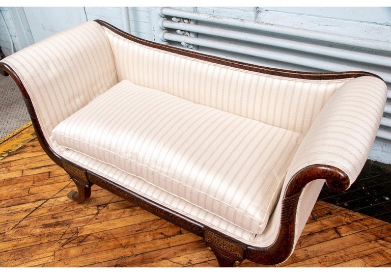 Antique Regency Brass Inlaid Grained Rosewood Loveseat at 1stDibs