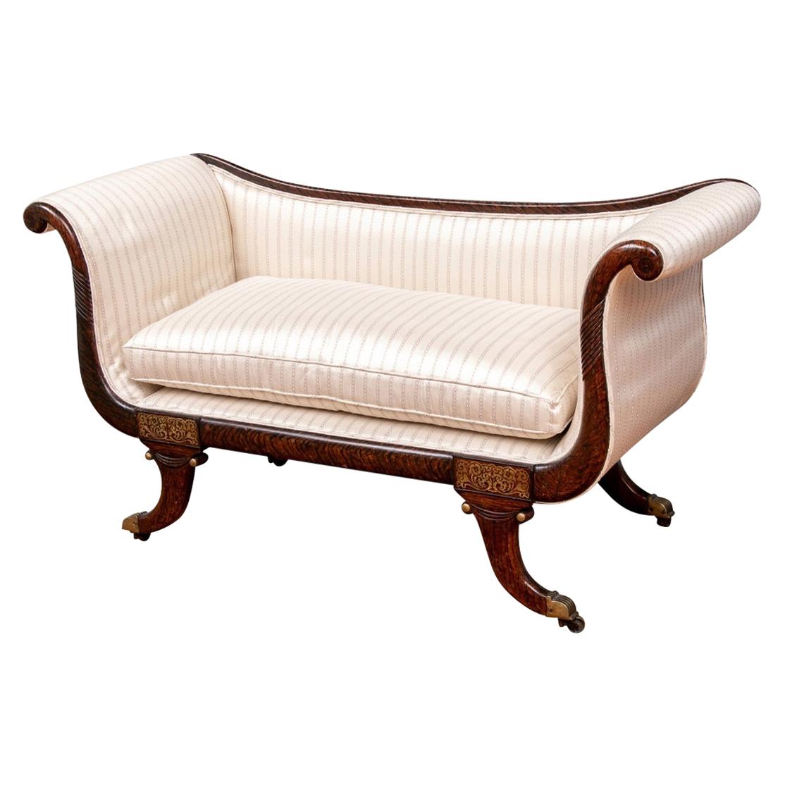 Antique Regency Brass Inlaid Grained Rosewood Loveseat at 1stDibs
