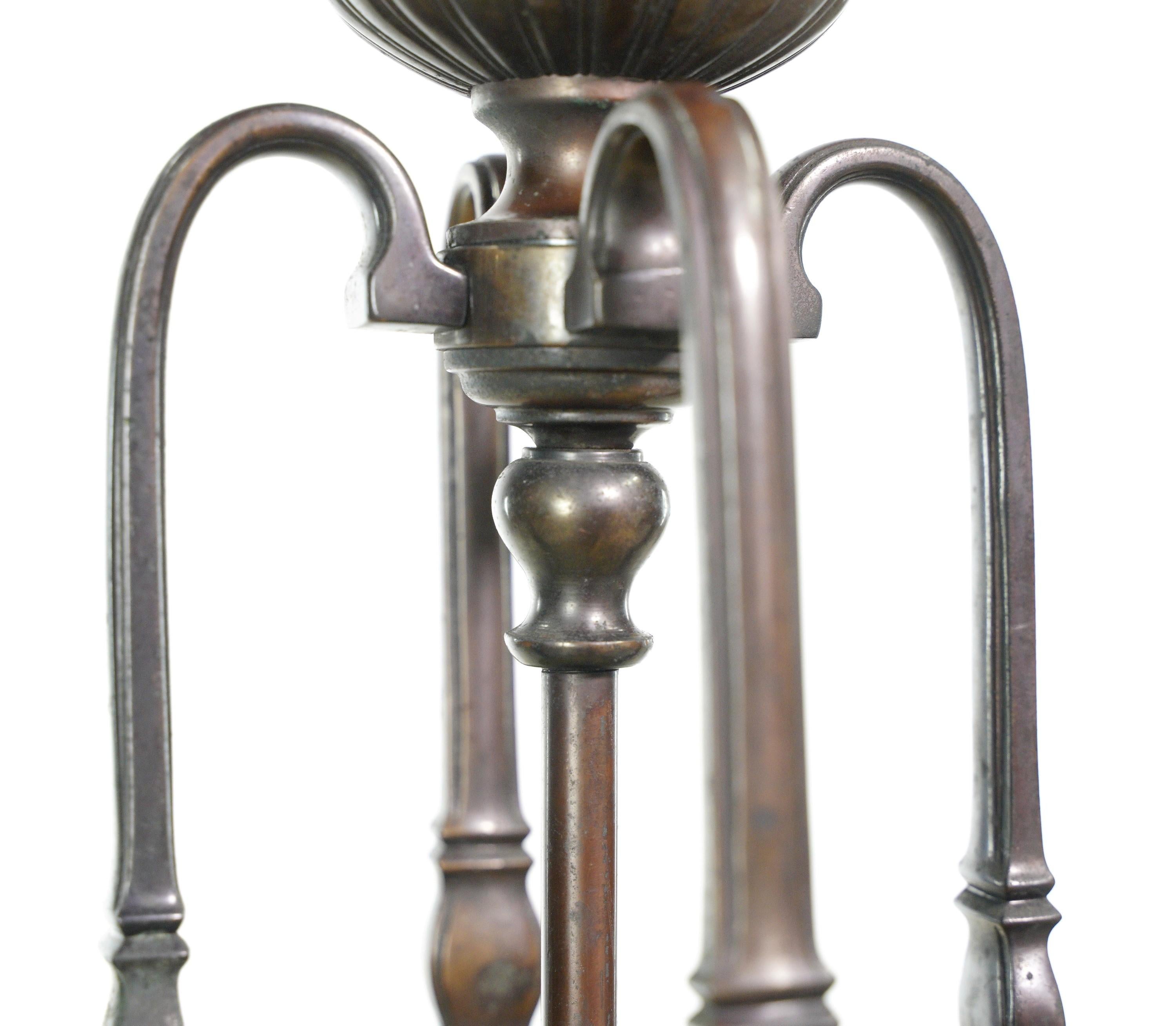 Antique Regency Bronze & Amber Glass Pendant Lantern For Sale 6