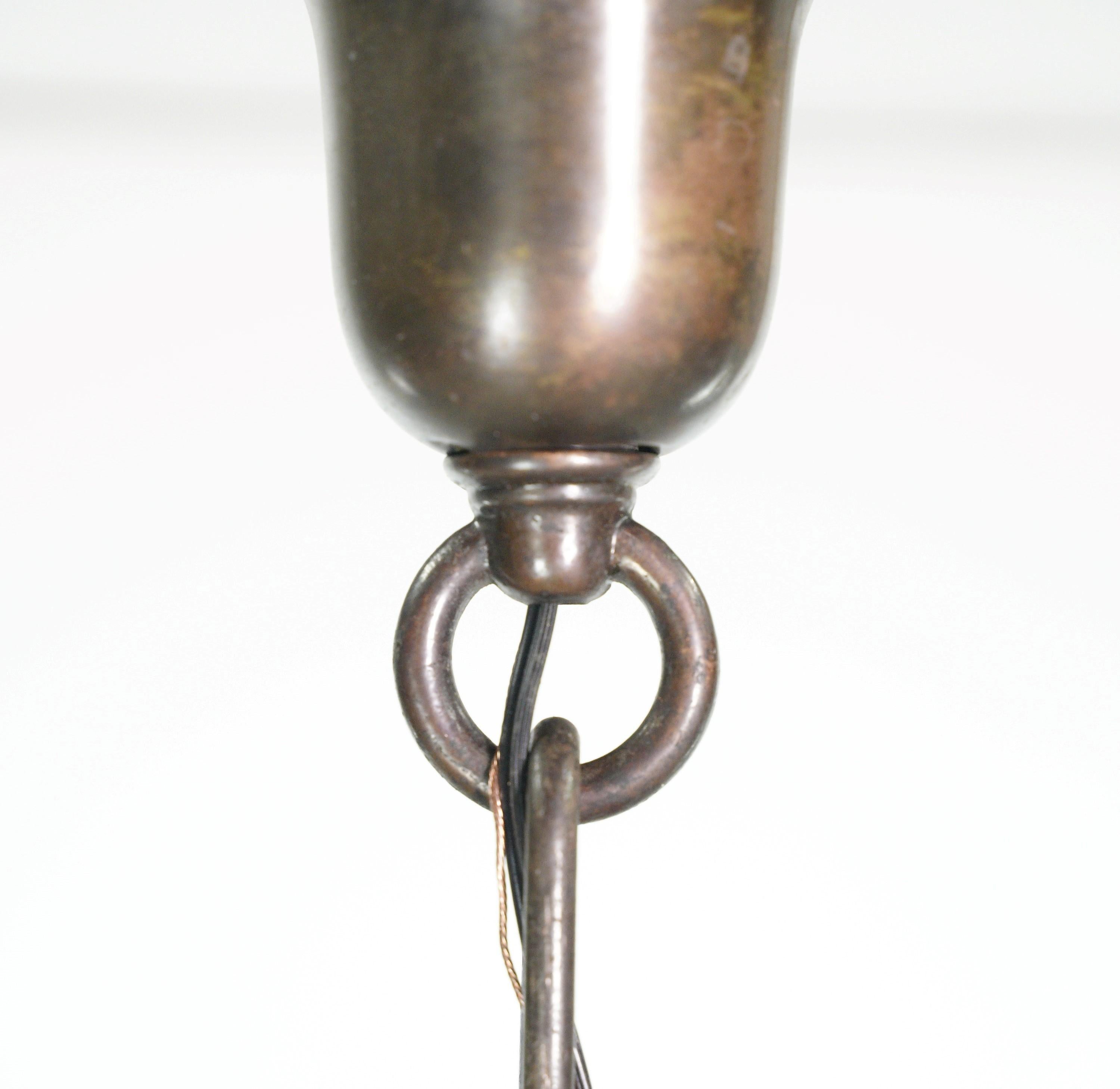 Antique Regency Bronze & Amber Glass Pendant Lantern For Sale 9