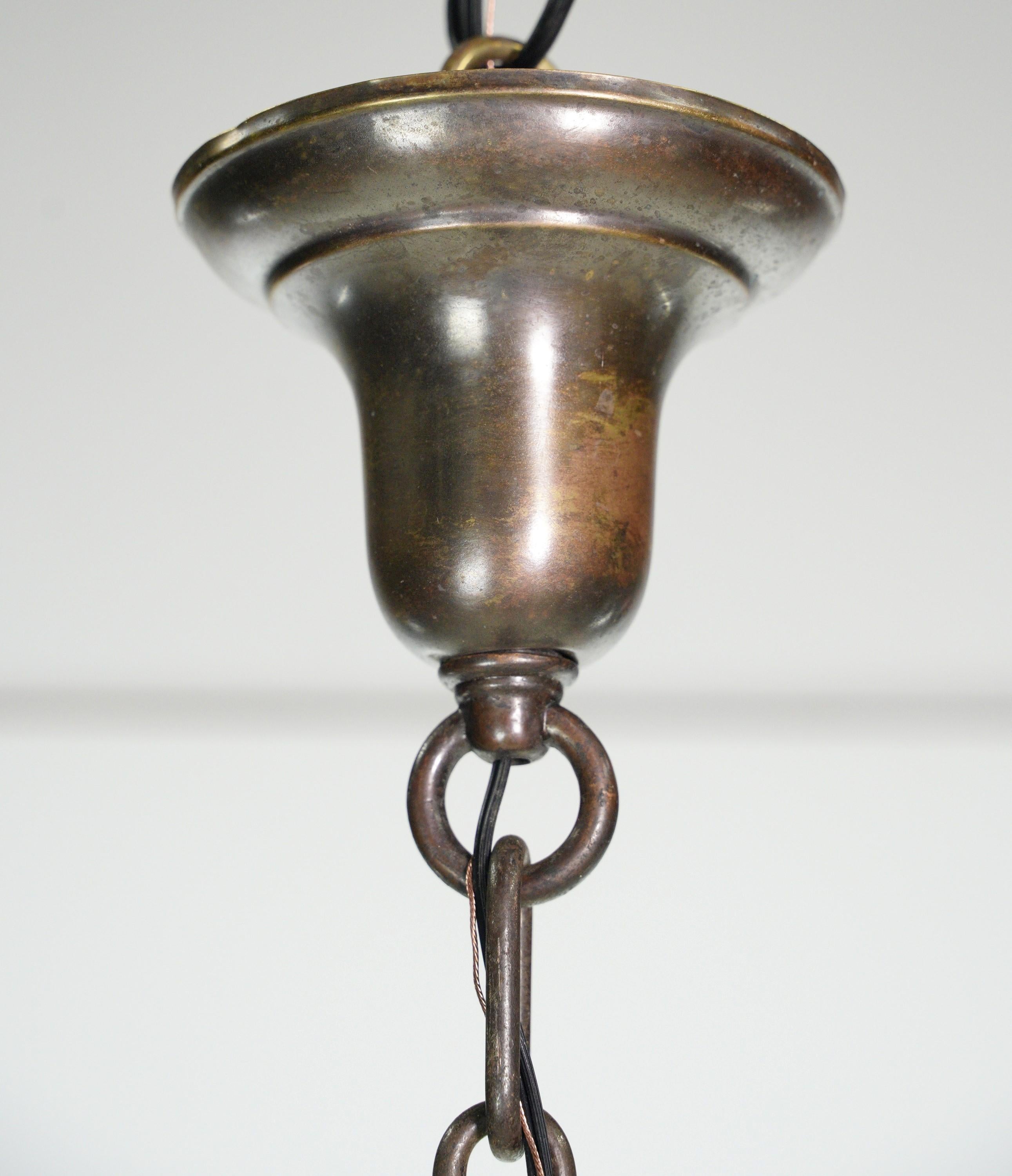 Antique Regency Bronze & Amber Glass Pendant Lantern For Sale 10