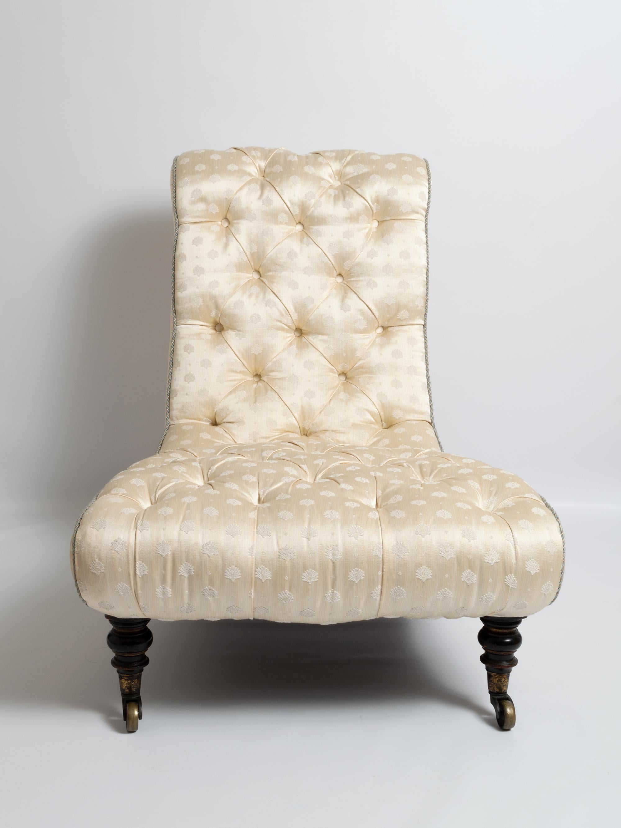 Antique Regency Buttoned Slipper Chair Armchair, England, circa 1820 5