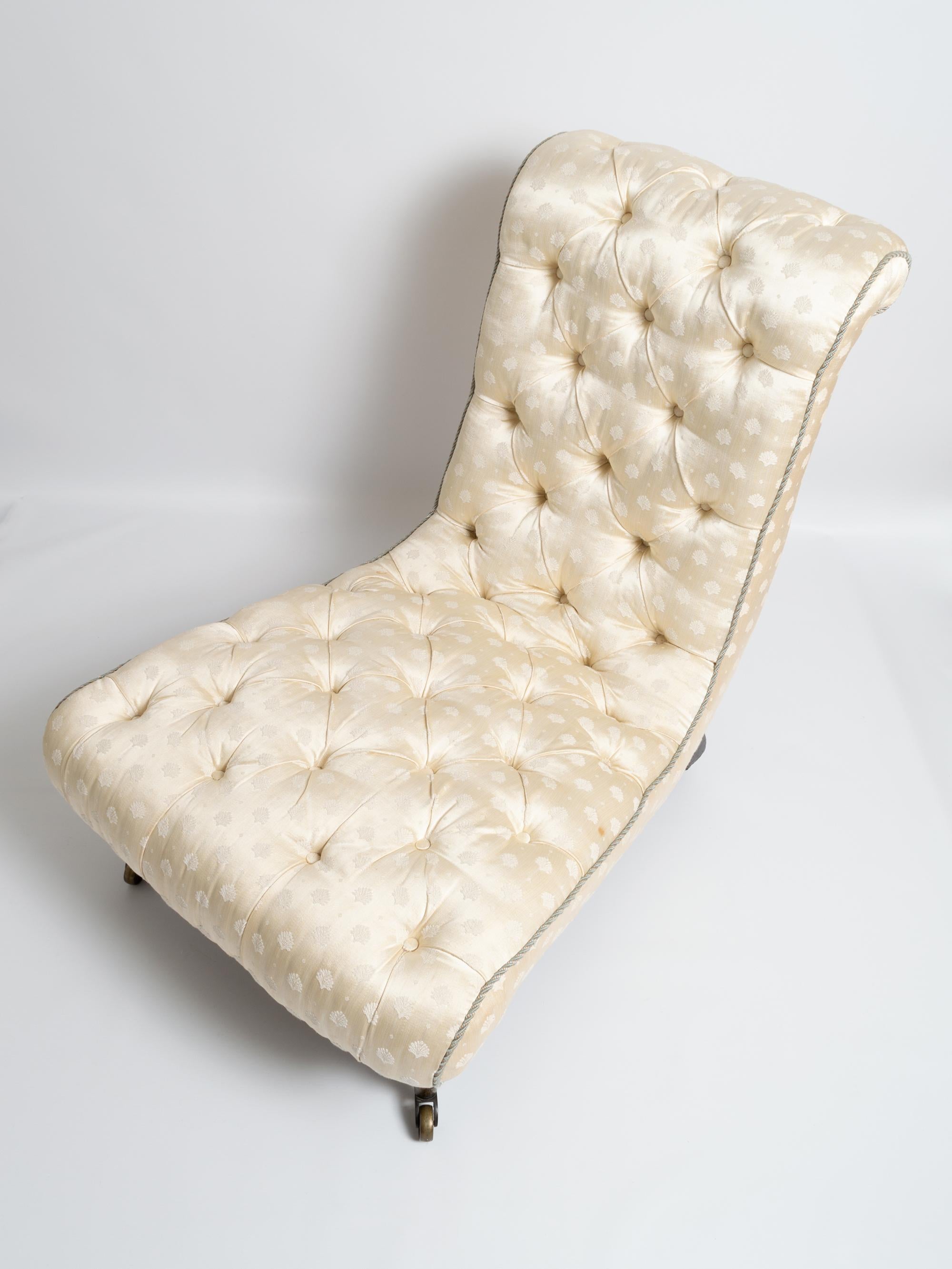 Antique Regency Buttoned Slipper Chair Armchair, England, circa 1820 6