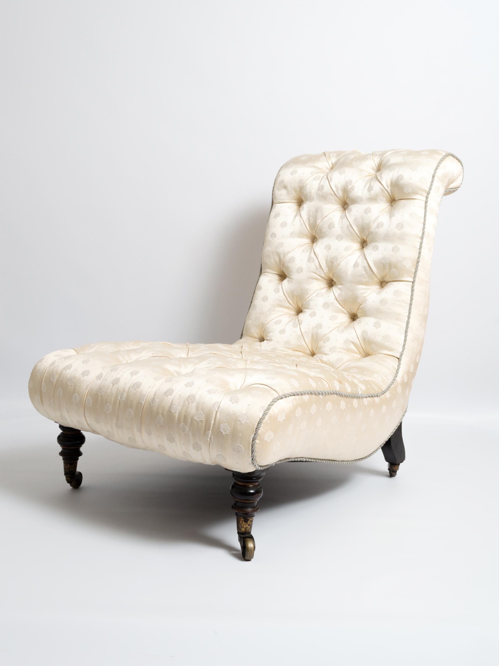 Antique Regency Buttoned Slipper Chair Armchair, England, circa 1820 In Good Condition In London, GB