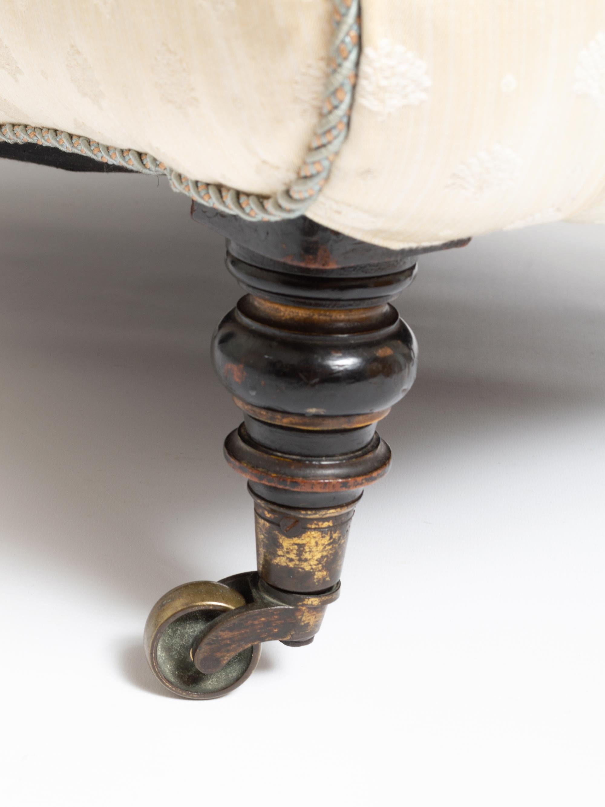 Brass Antique Regency Buttoned Slipper Chair Armchair, England, circa 1820