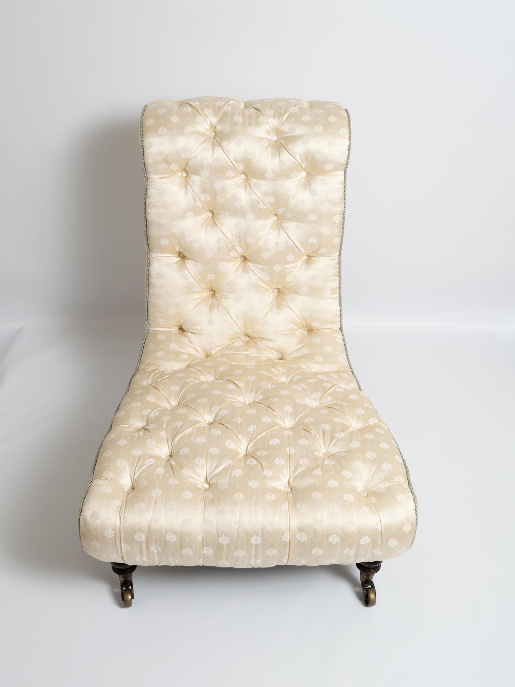 Antique Regency Buttoned Slipper Chair Armchair, England, circa 1820 2