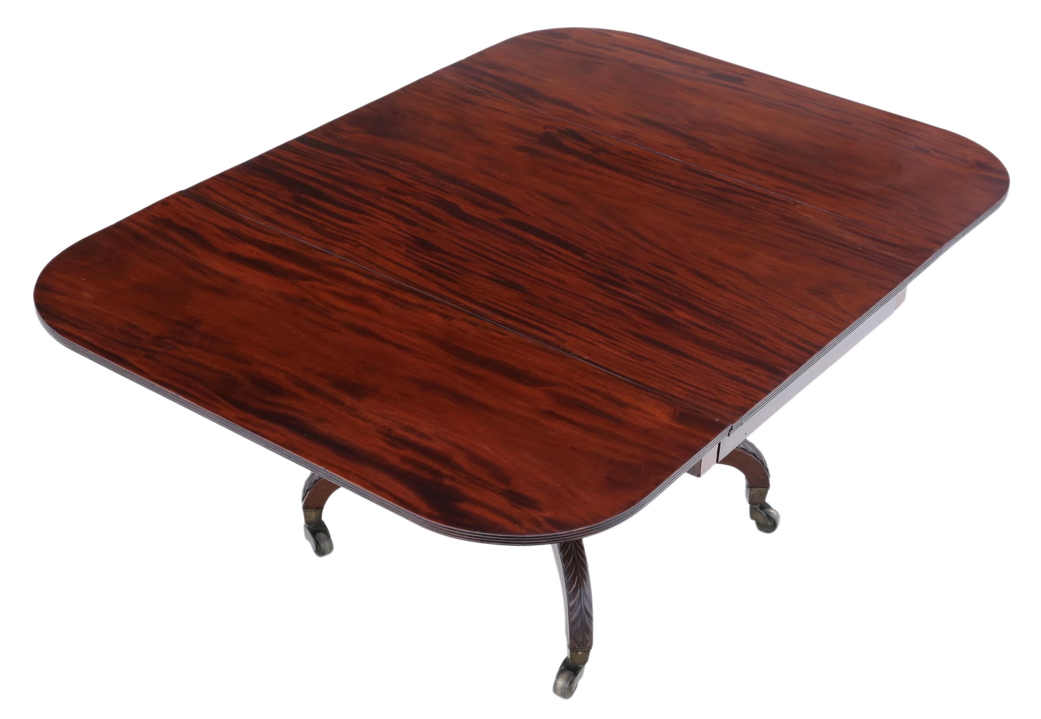 Early 19th Century Antique Regency circa 1825 Cuban Mahogany Drop-Leaf Dining Table For Sale