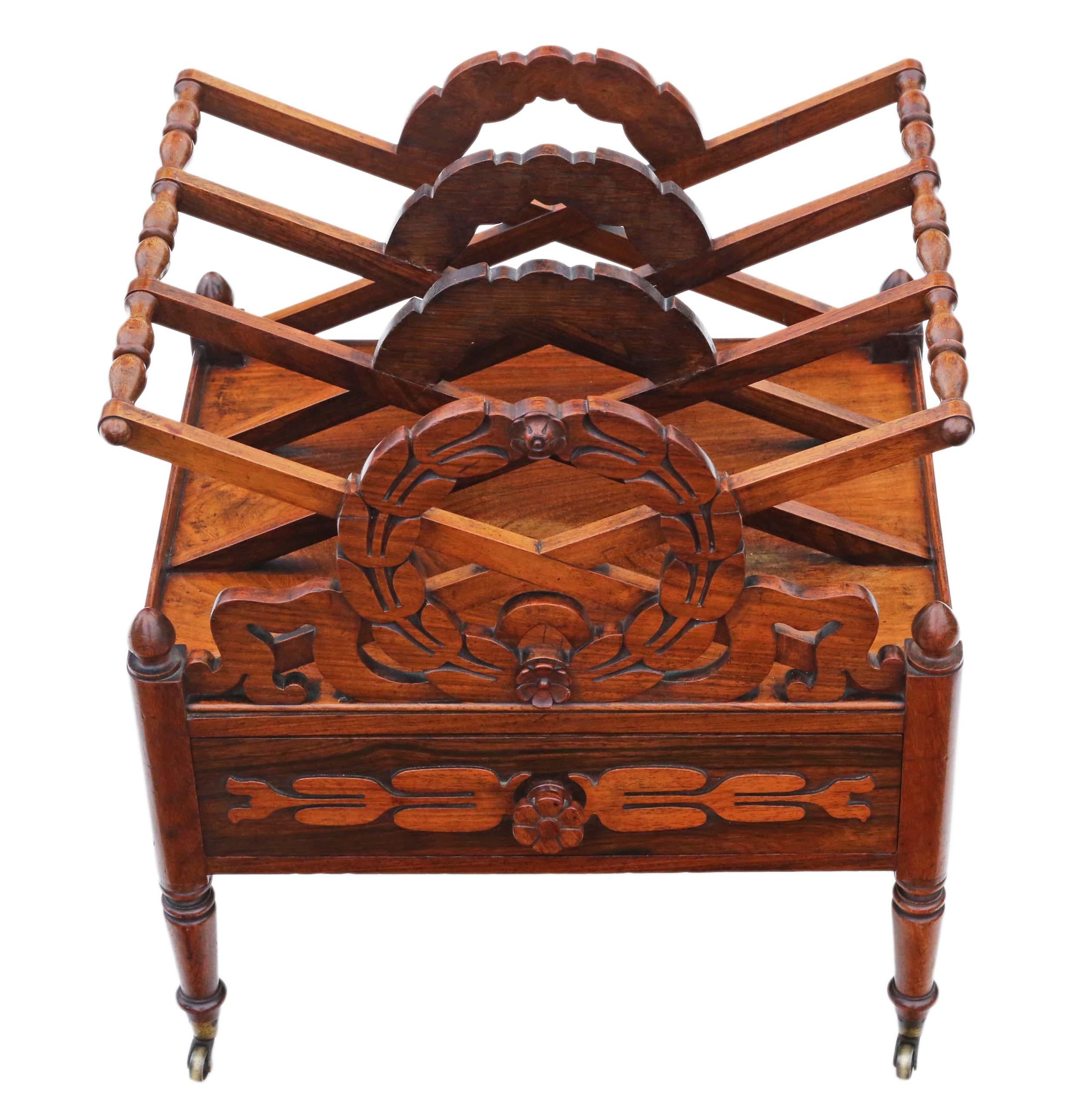 Antique Regency circa 1825 Mahogany Canterbury Magazine Rack In Good Condition For Sale In Wisbech, Cambridgeshire