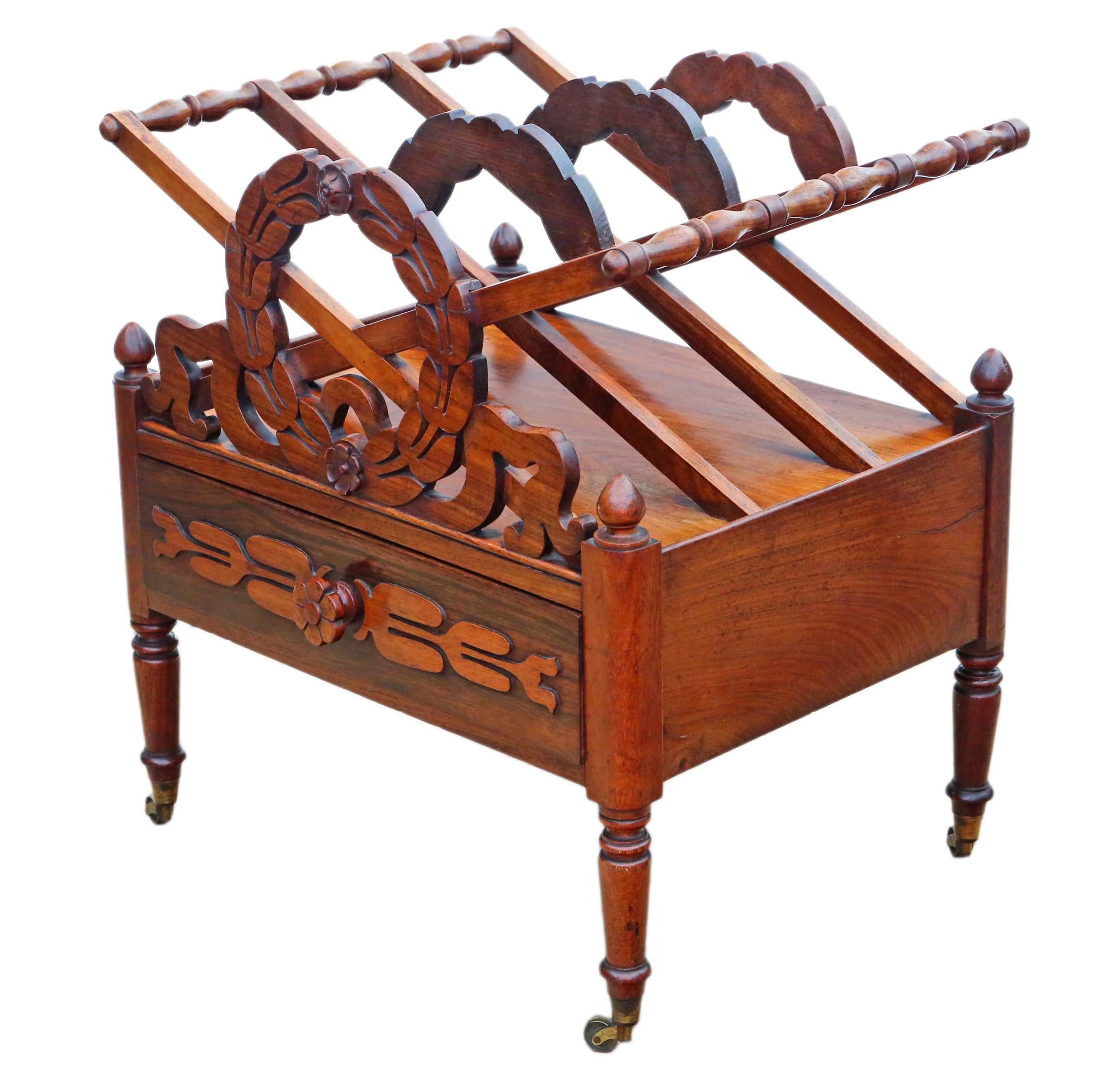 Early 19th Century Antique Regency circa 1825 Mahogany Canterbury Magazine Rack For Sale