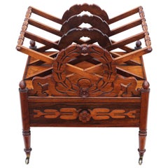 Antique Regency circa 1825 Mahogany Canterbury Magazine Rack