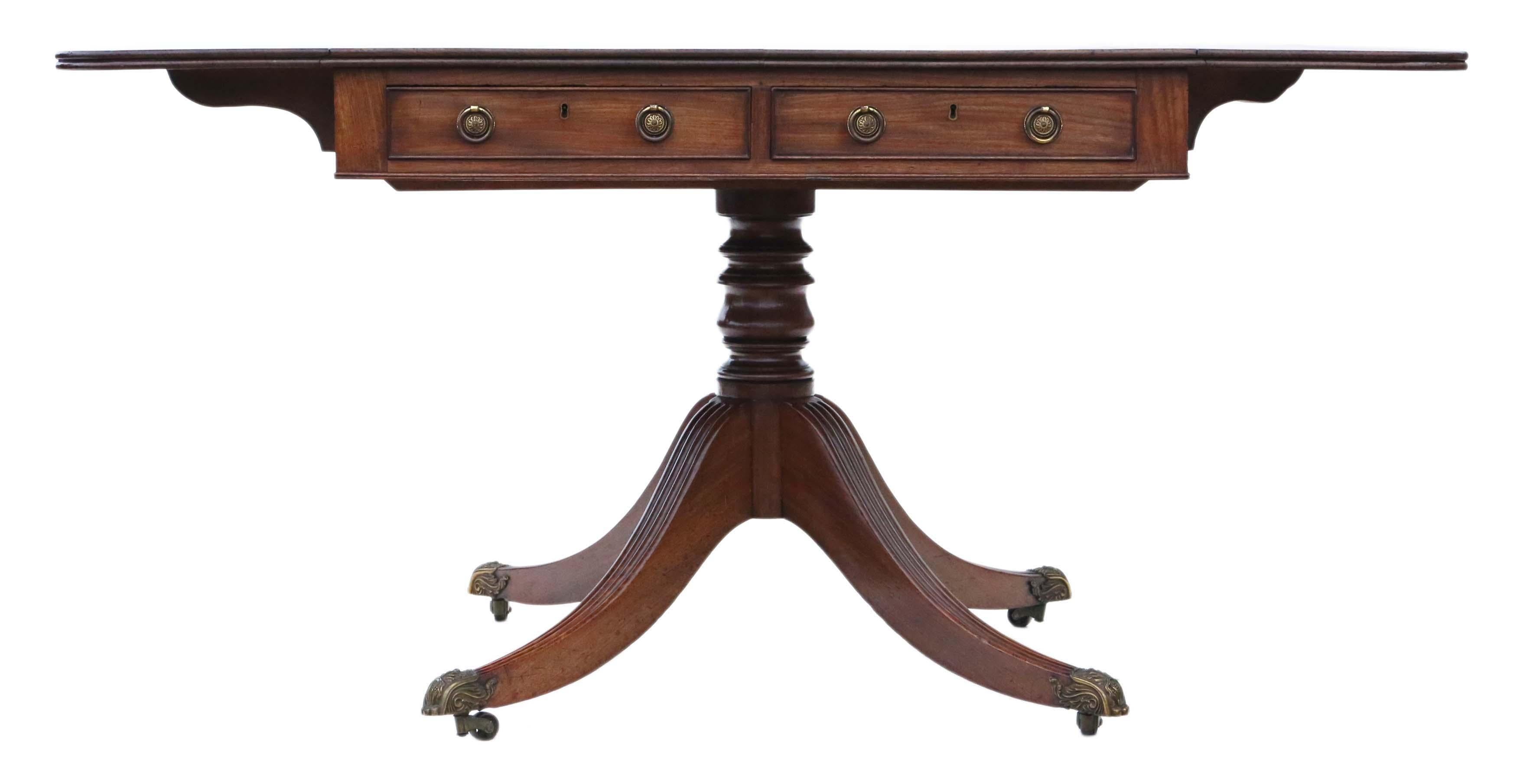 Antique Regency C1825 Mahogany Sofa Table, 19th Century In Good Condition For Sale In Wisbech, Cambridgeshire