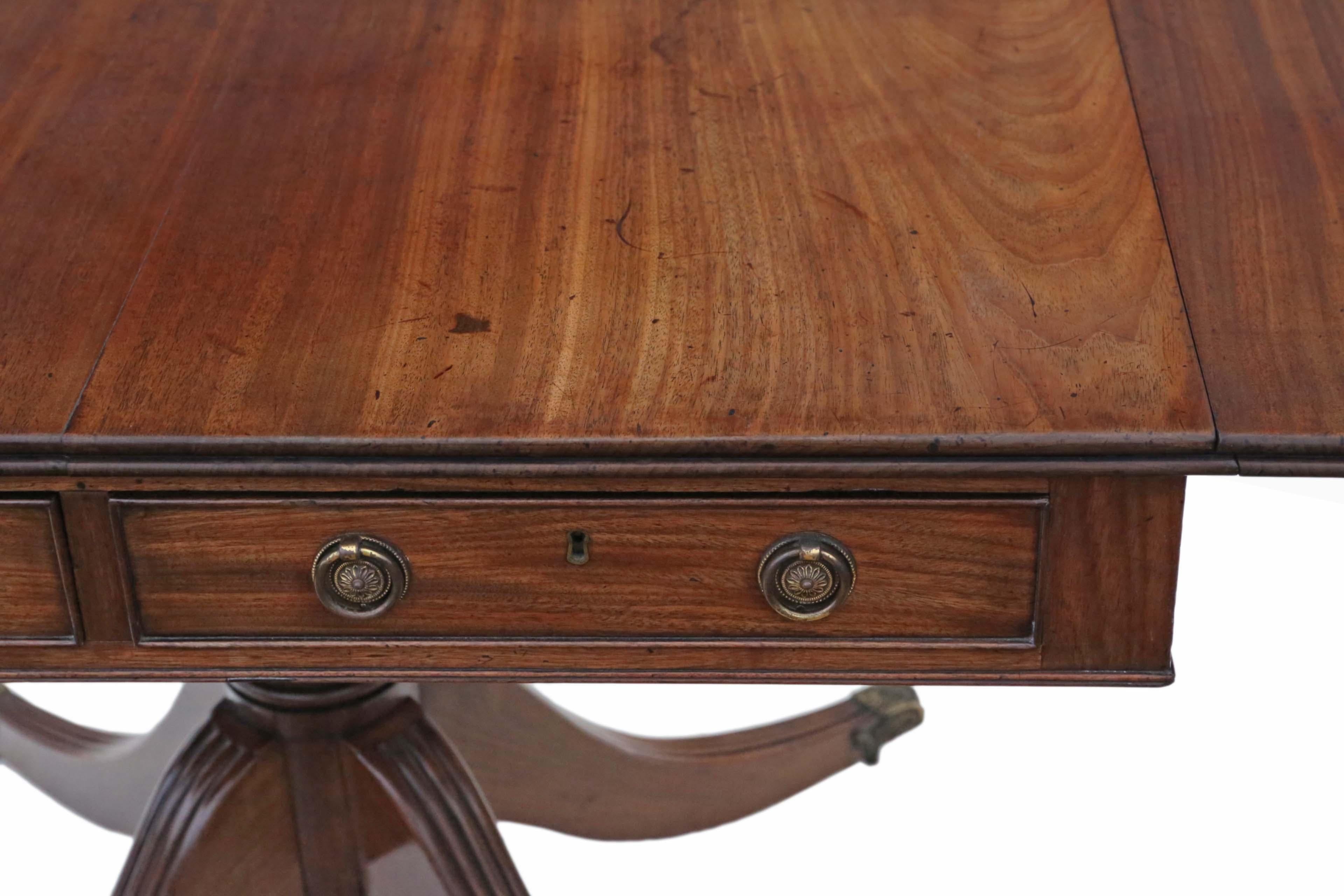 Wood Antique Regency C1825 Mahogany Sofa Table, 19th Century For Sale
