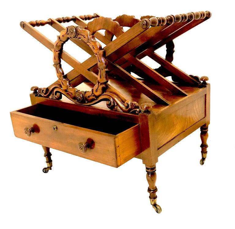 Antique Regency Canterbury Mahogany Rack Stand Sheets of Music For Sale