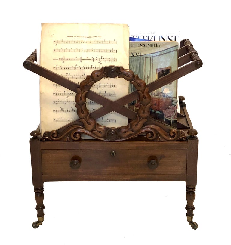 Antique Regency Canterbury Mahogany Rack Stand Sheets of Music For Sale