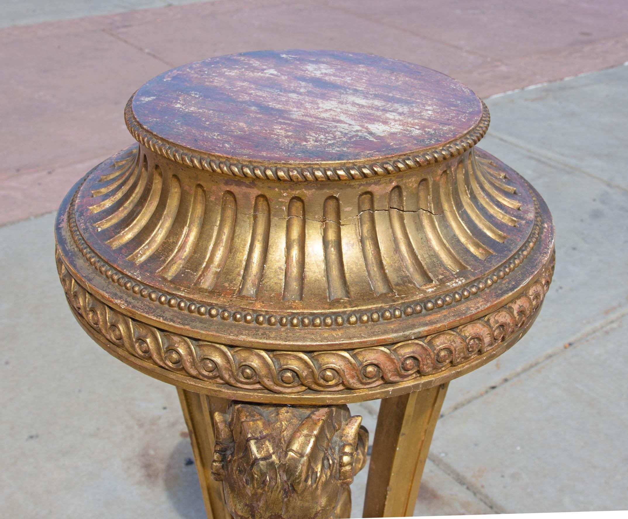Gold Leaf Antique Regency Carved and Gilt Pedestal Stand