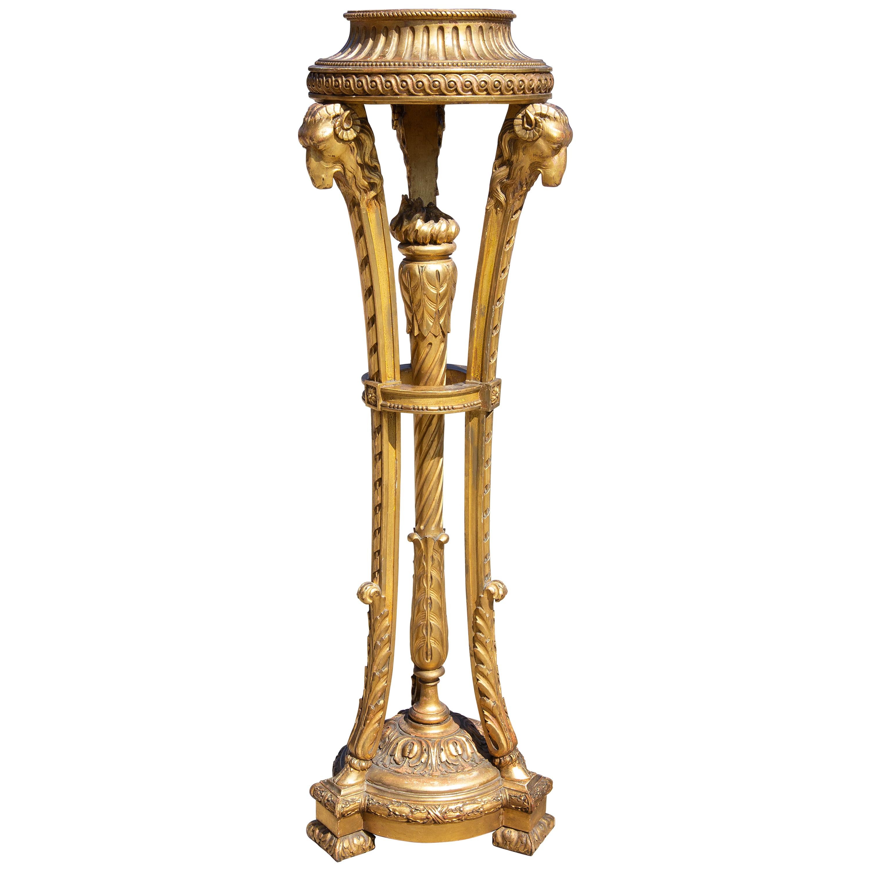 Antique Regency Carved and Gilt Pedestal Stand