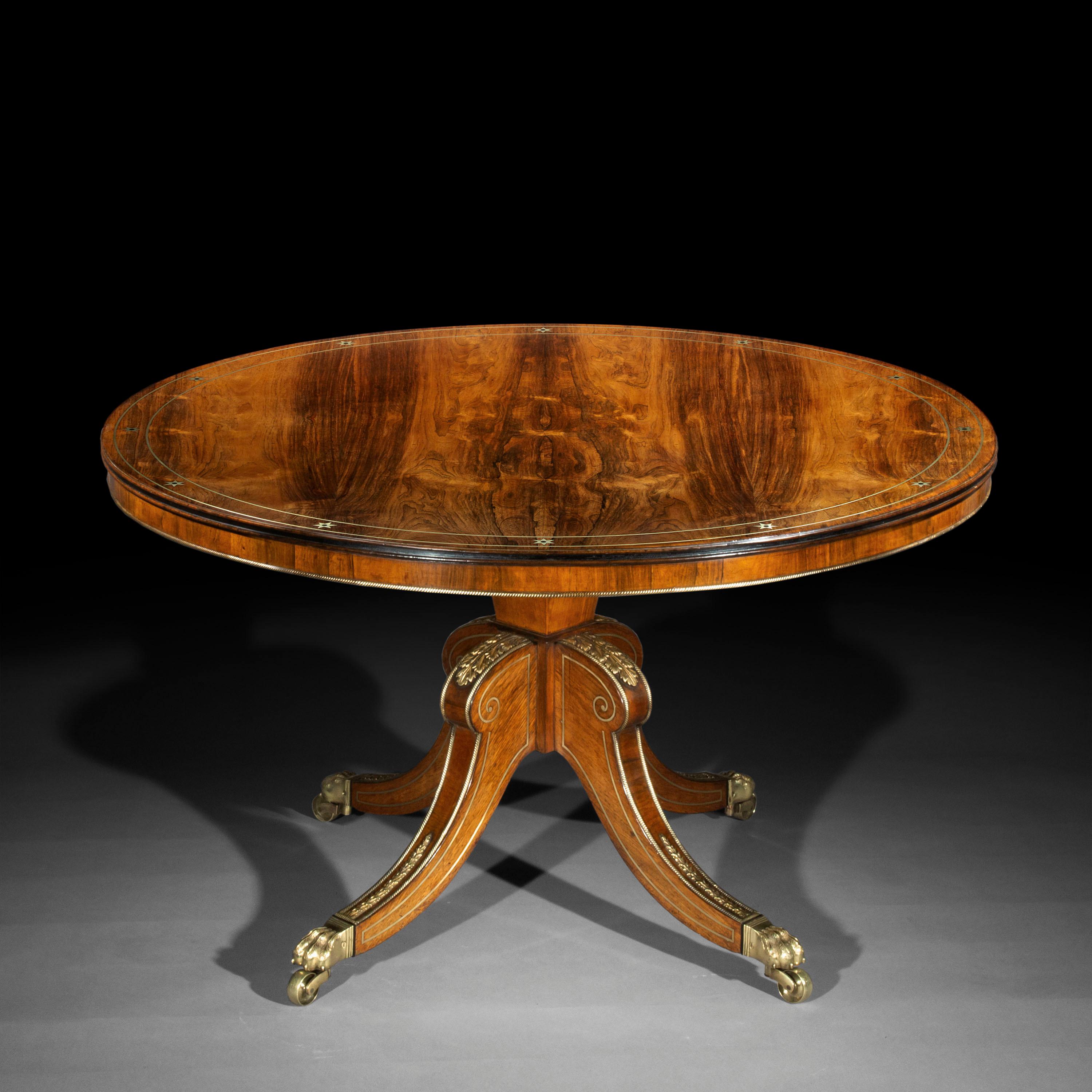 English Antique Regency Center Table, Attributed to George Oakley, circa 1810 For Sale