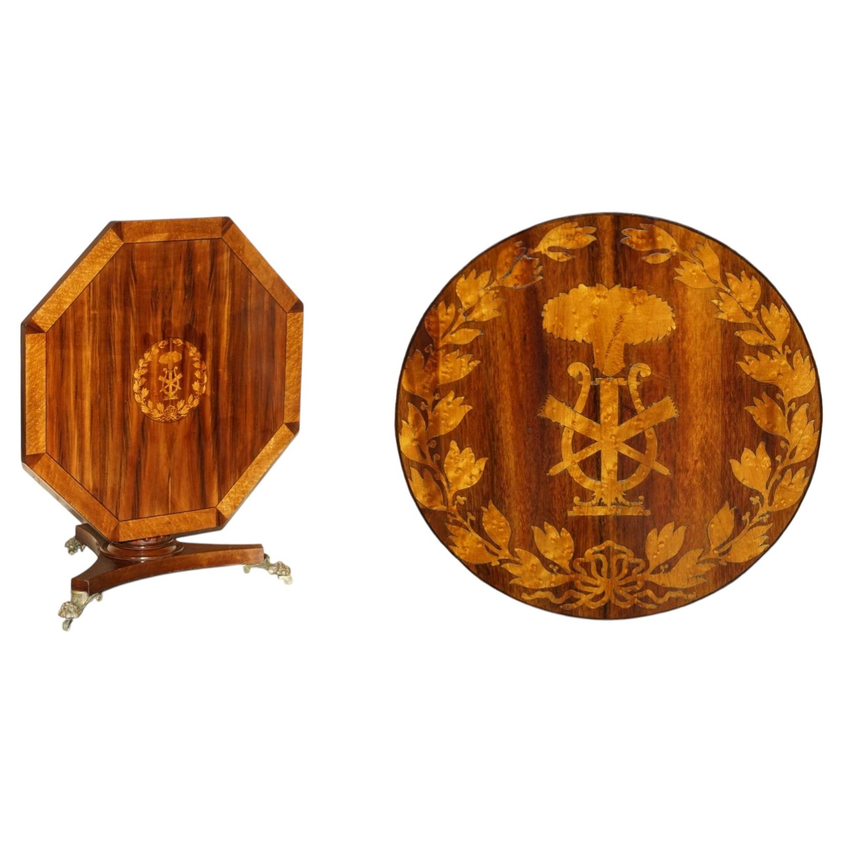 ANTIQUE REGENCY CIR 1810 HARDWOOD & BURR WALNUT TiLT TOP DINING OCCASIONAL TABLE For Sale