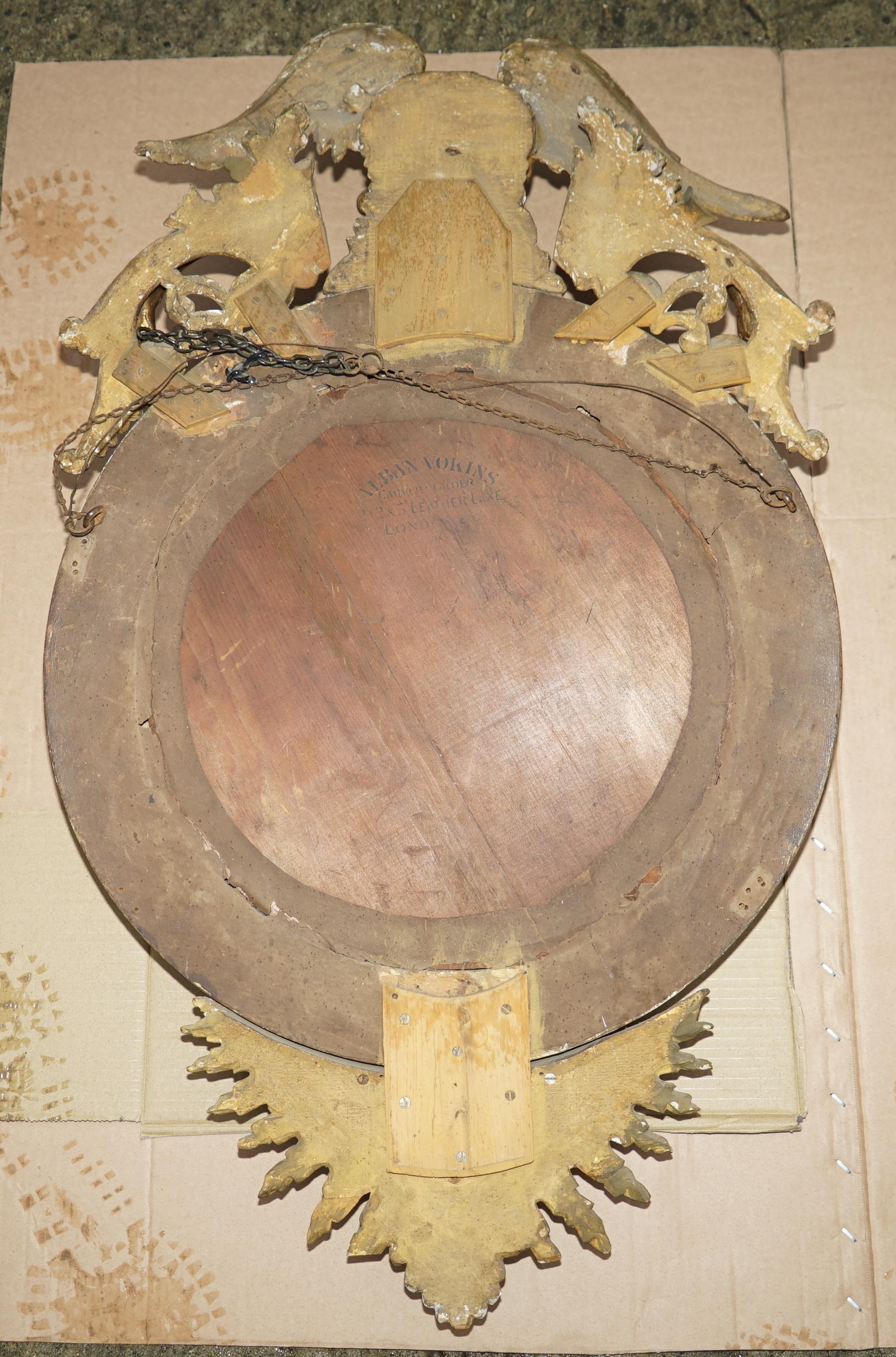 ANTiQUE REGENCY CIR 1820 ALBAN VOKINS GOLD GILTWOOD CONVEX BULLSEYE EAGLE MIRROR For Sale 4