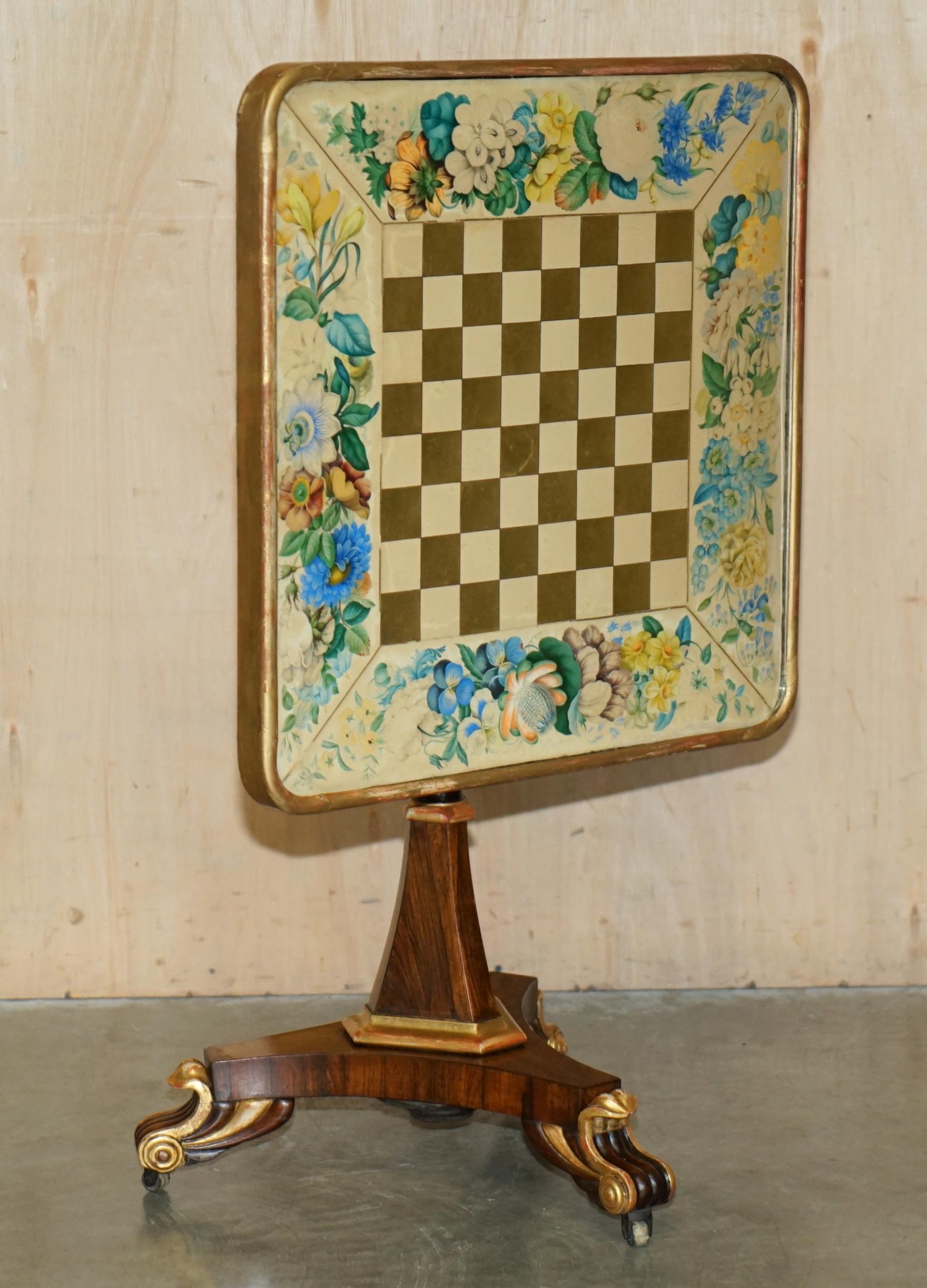ANTiQUE REGENCY CIRCA 1810-1820 - TABLE DE CHESS BOARD À GILT BRASS ET HARDWOOD CHESSBOARD en vente 6