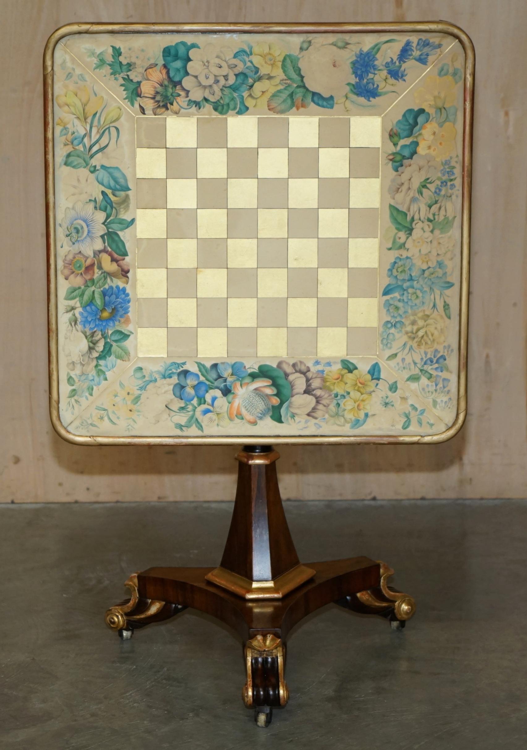 ANTiQUE REGENCY CIRCA 1810-1820 - TABLE DE CHESS BOARD À GILT BRASS ET HARDWOOD CHESSBOARD en vente 7