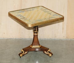 ANTiQUE REGENCY CIRCA 1810-1820 GILT BRASS & HARDWOOD CHESSBOARD CHESS TABLE