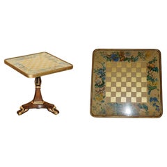 Antique REGENCY CIRCA 1810-1820 GILT BRASS & HARDWOOD CHESSBOARD CHESS TABLE