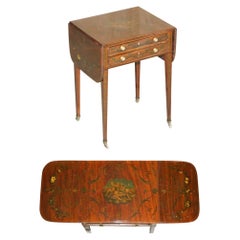 Antique Regency circa 1815 Sheraton Hand Painted Cherub Extending Side End Table