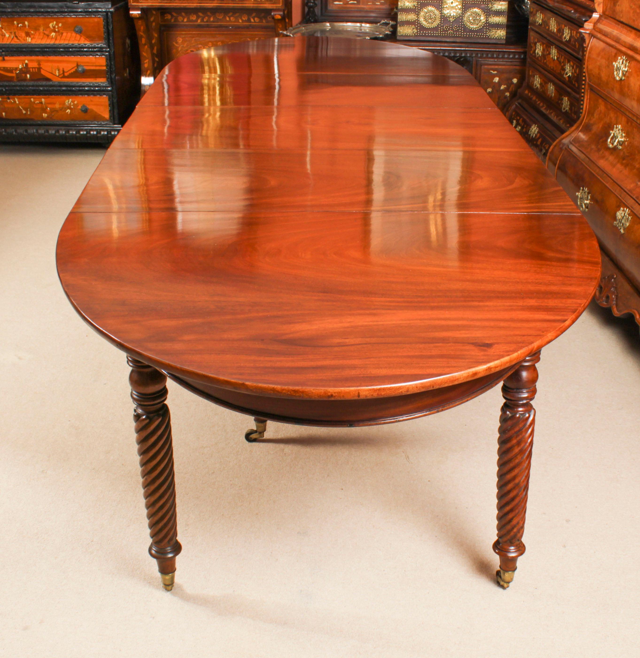 Antique Regency Concertina Action Dining Table 19th C & 10 chairs In Good Condition For Sale In London, GB