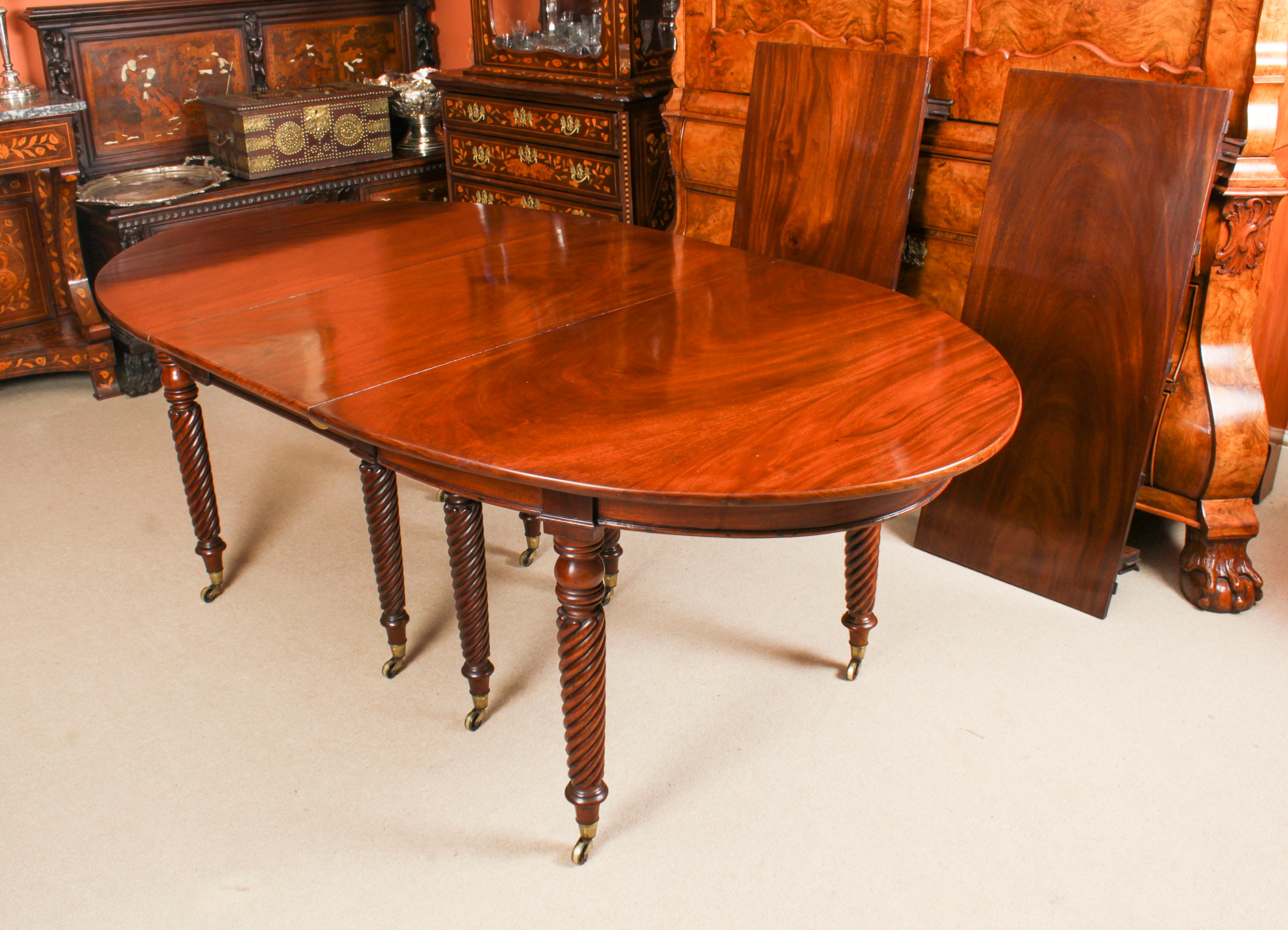 Mahogany Antique Regency Concertina Action Dining Table 19th C & 10 chairs For Sale