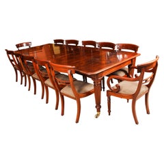 Antique Regency Dining Table and 12 Bar Back Chairs, 19th Century