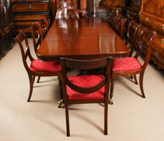 Antique Regency Dining Table 19th Century & 10 Vintage Dining Chairs