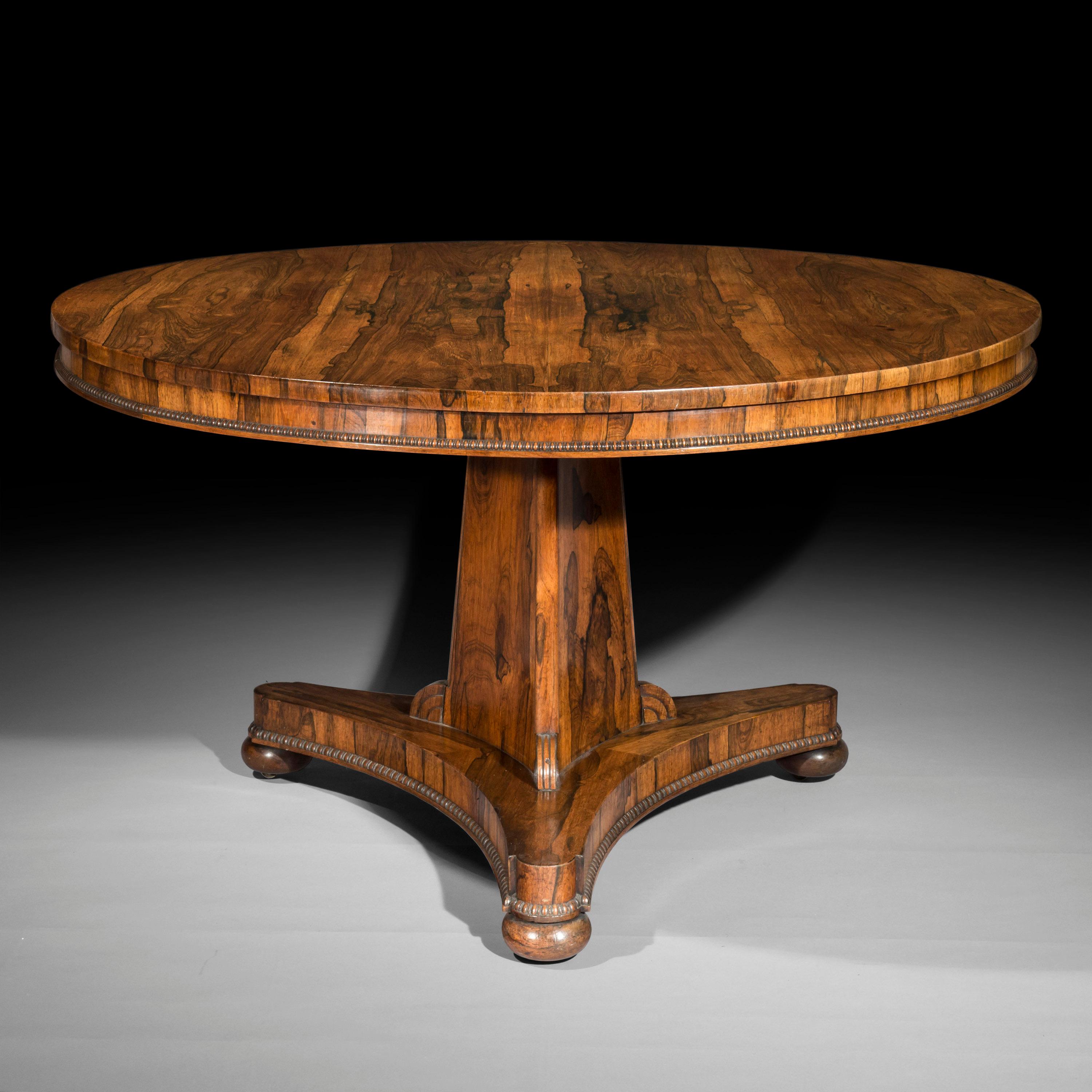Padouk Antique Regency Dining Table, Early 19th Century, Sits Six