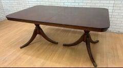 Vintage Regency Duncan Phyfe Style Mahogany Dining Table w/ 3 Leaves