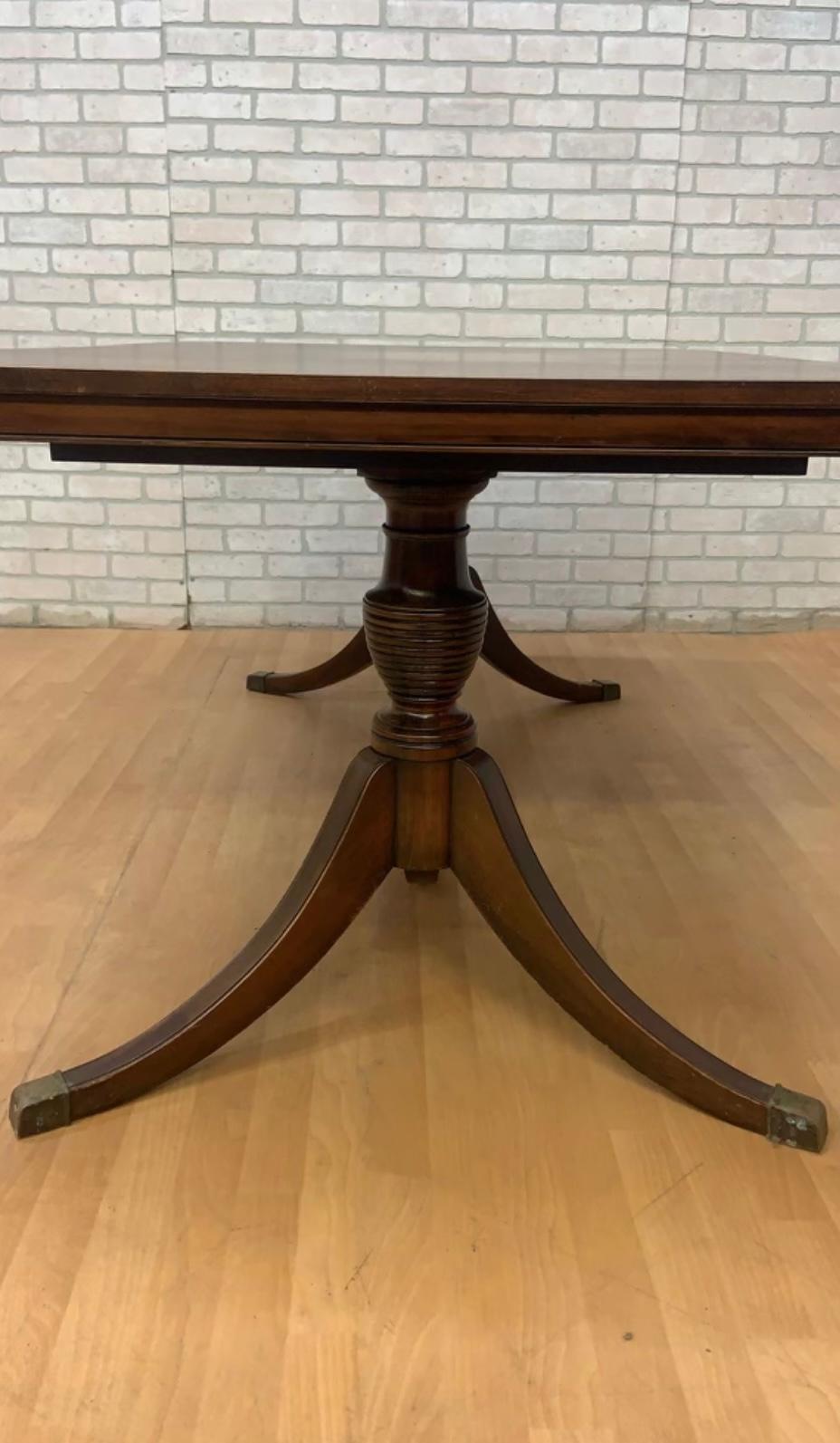 Antique Regency Duncan Phyfe Style Twin Pillar/Pedestal Mahogany Dining Table 3