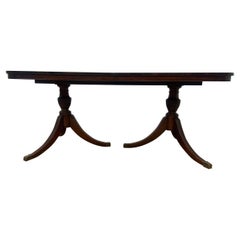 Antique Regency Duncan Phyfe Style Twin Pillar/Pedestal Mahogany Dining Table