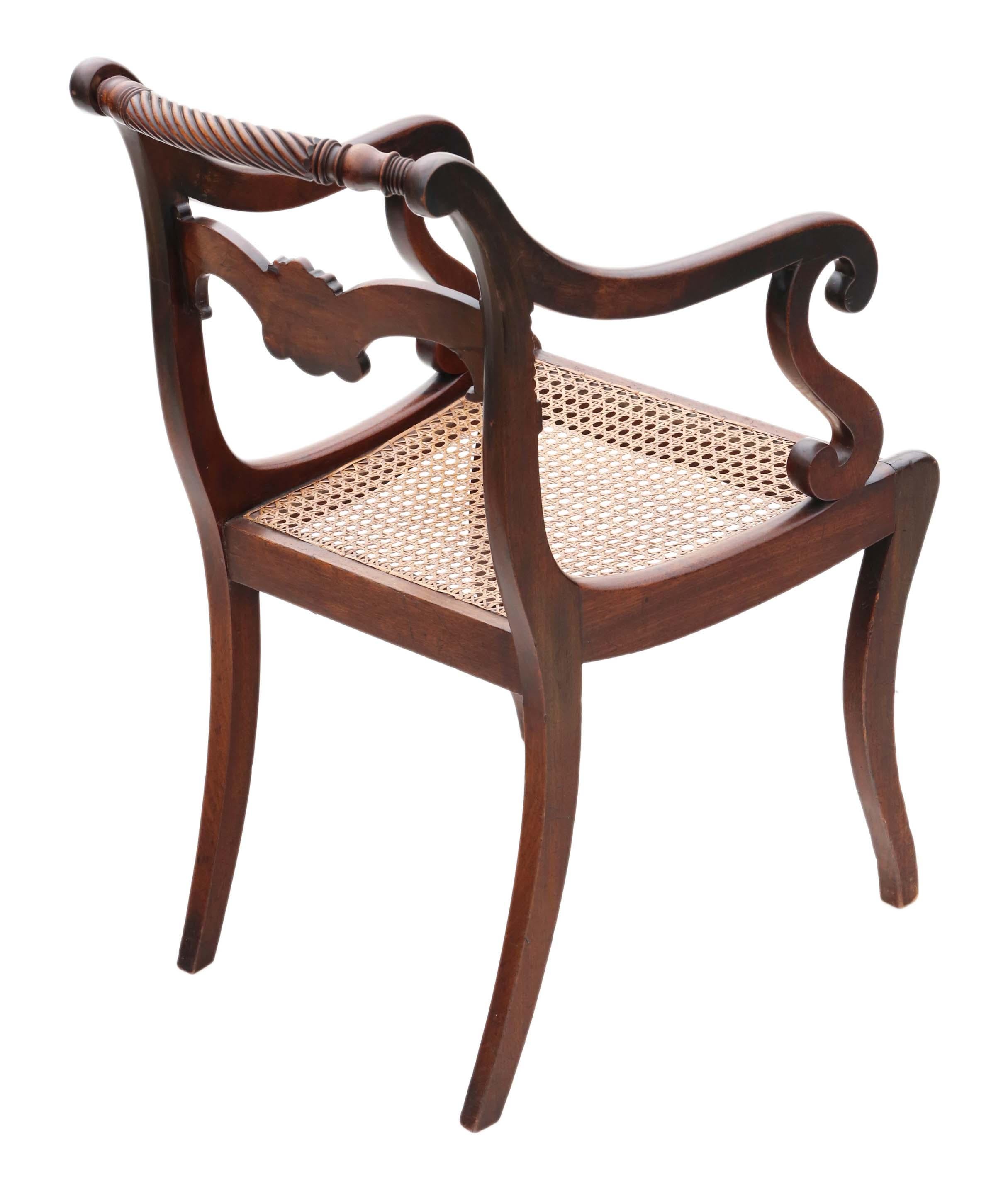 Antique Regency Elbow Carver Desk Chair In Good Condition In Wisbech, Cambridgeshire