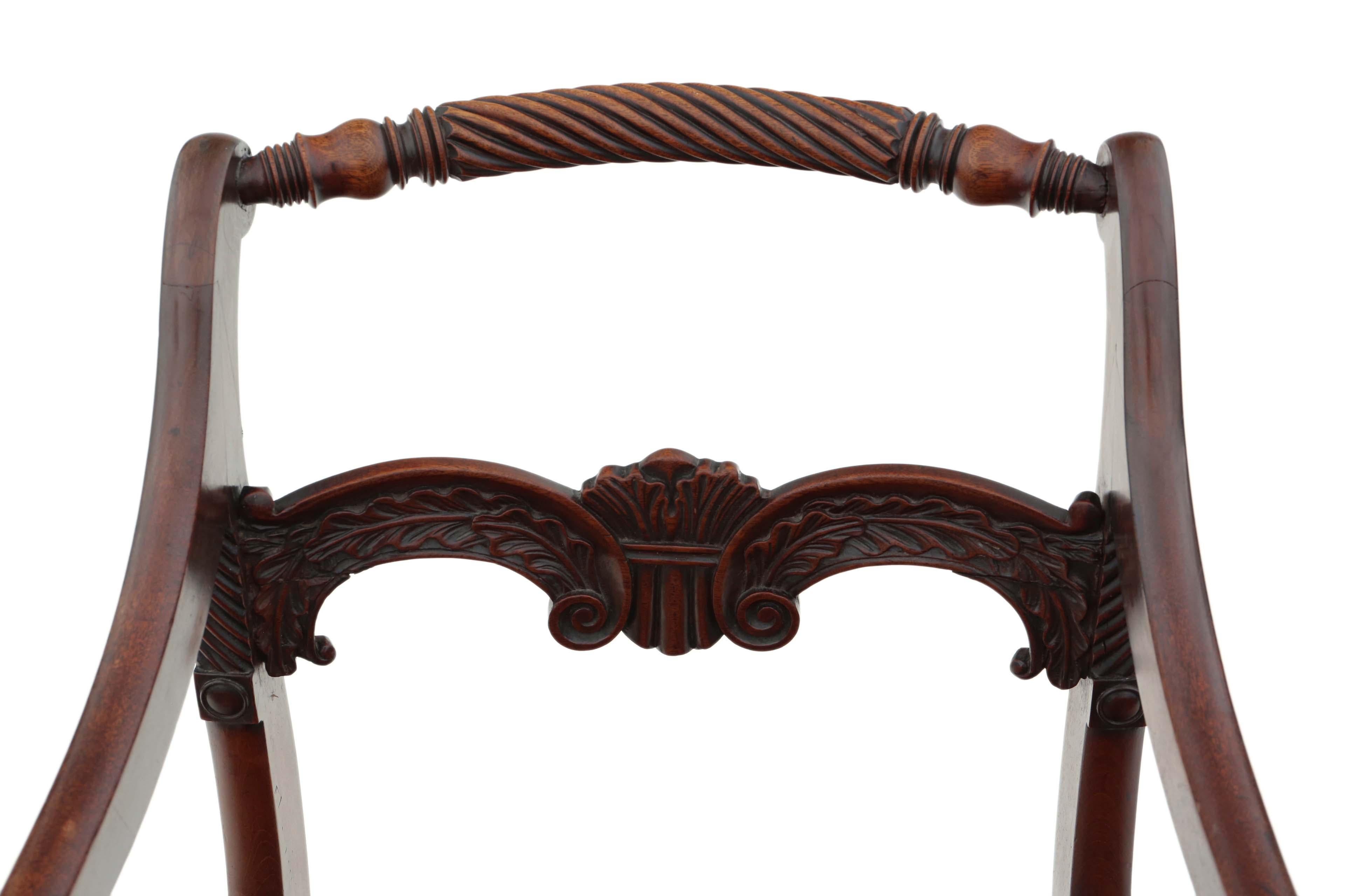 Cane Antique Regency Elbow Carver Desk Chair