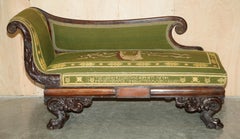 ANTiQUE REGENCY EMBROIDERED HARDWOOD HAND CARVED LION'S HAIRY PAW CHAISE LOUNGE
