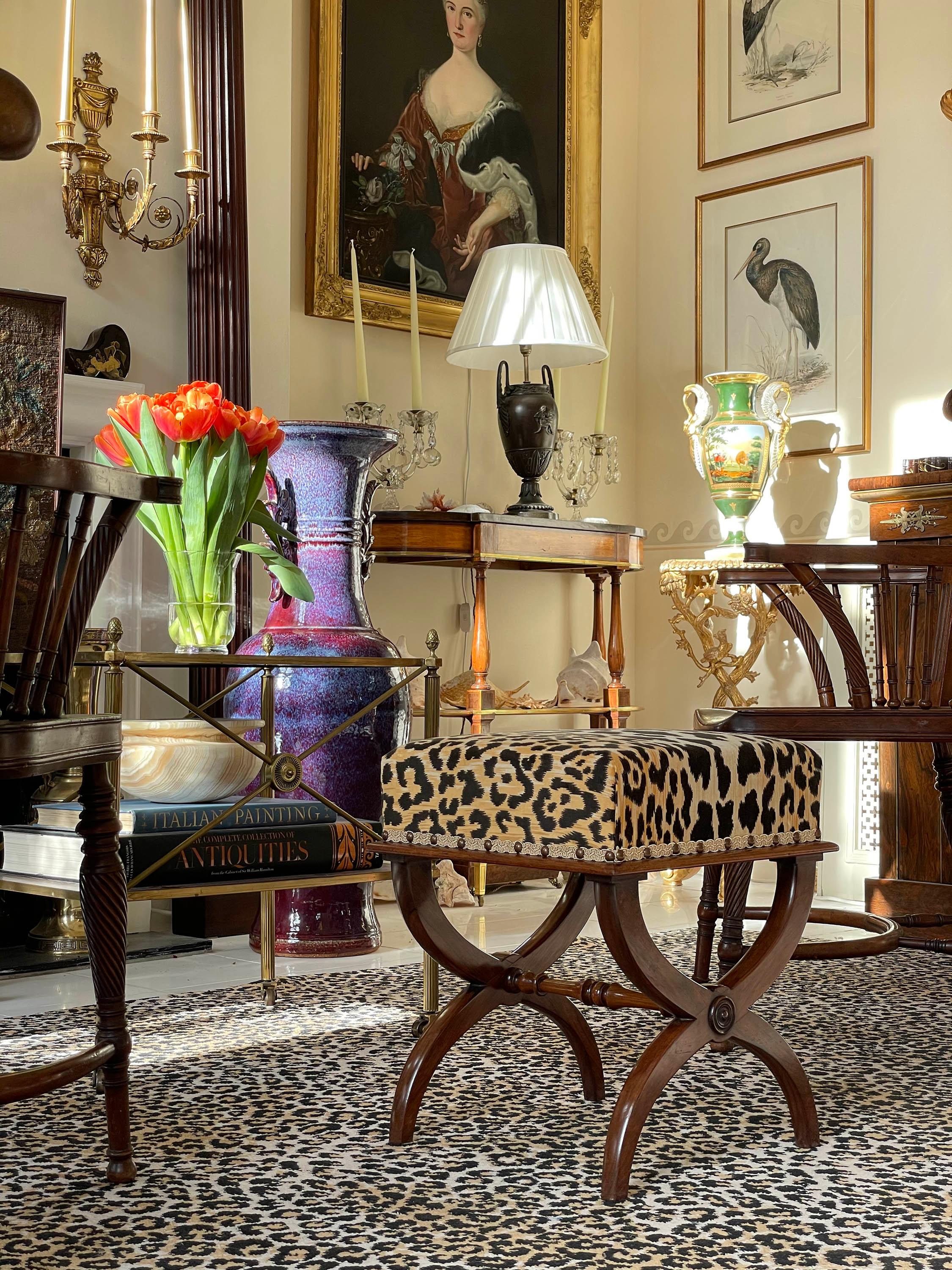 French Antique Regency Empire Curule Stool