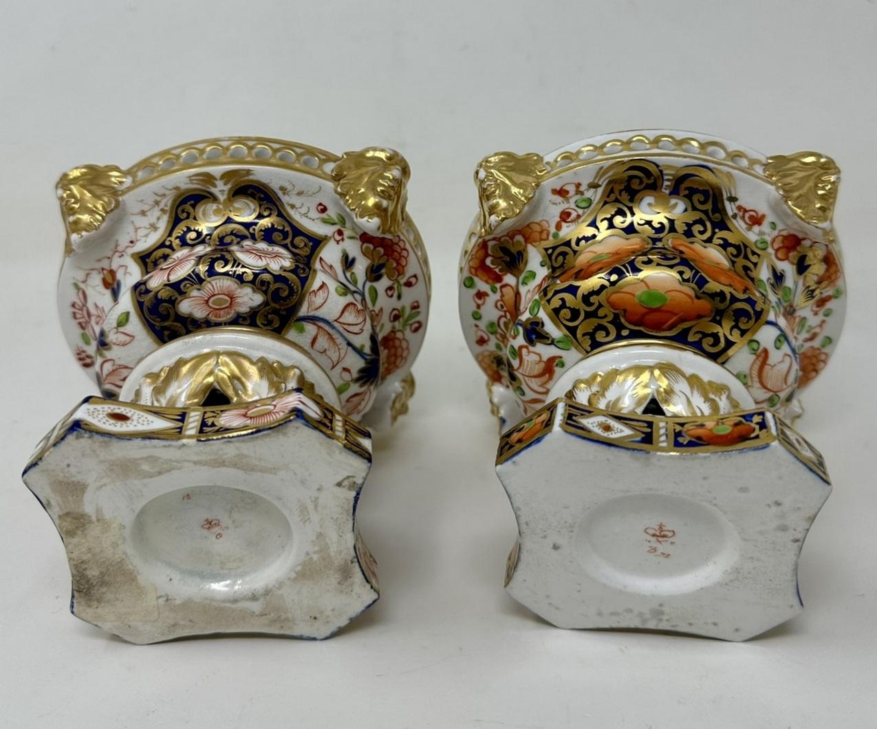 Antique Regency English Crown Derby Pair Urns Vases Pot Pourri Centerpieces 1815 For Sale 5