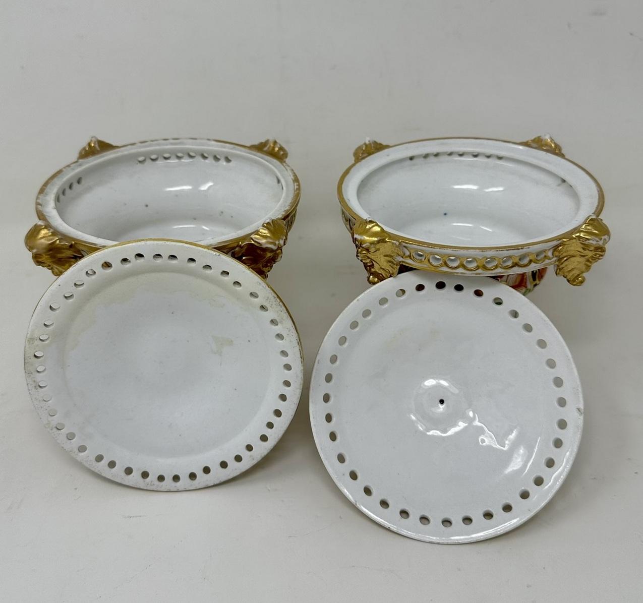 Antike Regency English Crown Derby Pair Urnen Vasen Pot Pourri Tafelaufsätze 1815 im Angebot 2