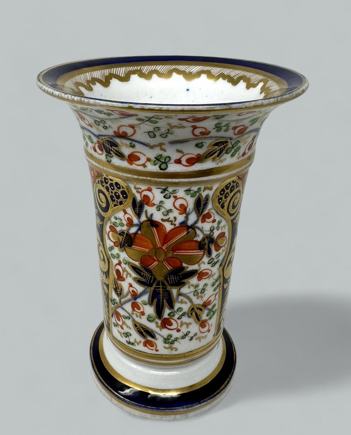 Antique Regency English Crown Derby Pair Vases Centerpieces 1815 Imari Pattern 4